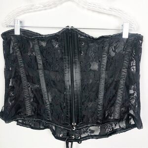 DAISY CORSETS | Black Lace Underbust Corset Lace Up Back Women’s Size 3XL